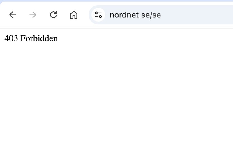 Så här ser Nordnets hemsida ut när man försöker gå in på den. Foto: Skärmavbild Nordnet Bank Så här ser Nordnets hemsida ut när man försöker gå in på den. Foto: Skärmavbild Nordnet Bank